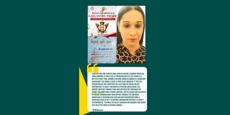 Mayaa SH Awarded Rani Laxmi Bai Gallantry Award and Meera Bai Smriti Samman 2025